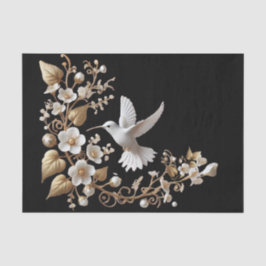 Vit Hummingbird på svart Decoupage