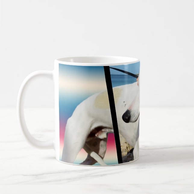 Vit Hund Dimensional Art. Kaffemugg (Vänster)