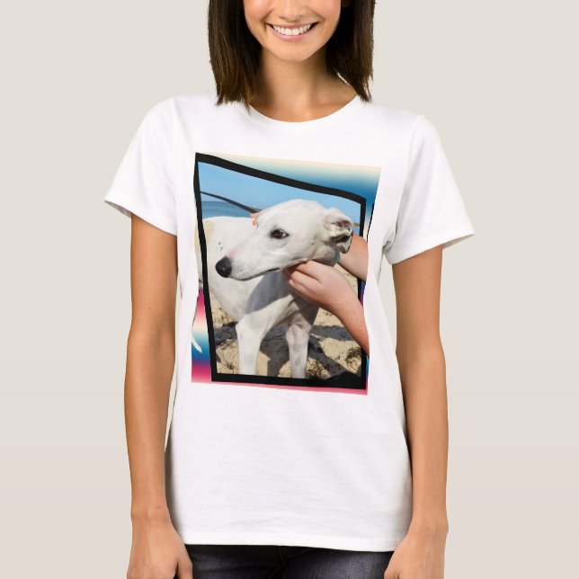 Vit Hund Dimensional Art. T-shirt (Framsida)