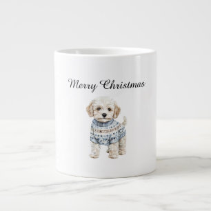 Vit Hund i blå sötare jul Jumbo Mugg
