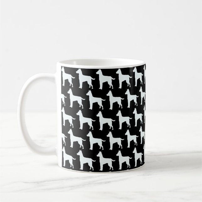 Vit hund svart kaffemugg (Vänster)