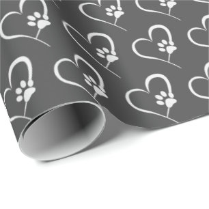 vit hund tass avtryck i hjärtat presentpapper