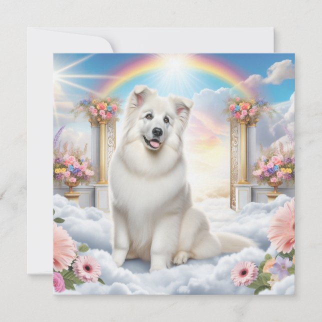 Vit Hund vid Rainbow Bridge i Heaven Art (Framsida)