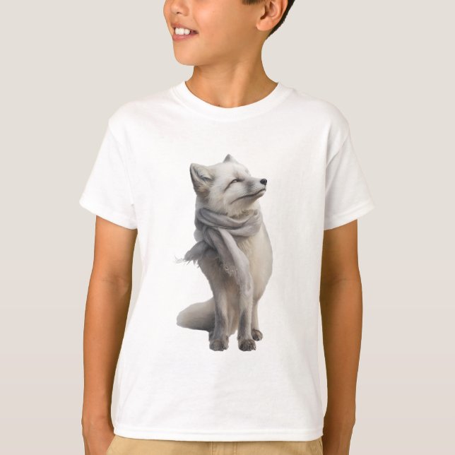 Vit Husky Schal Pose Barn T Shirt (Framsida)
