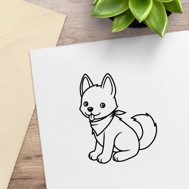 Vit Husky Valp Färg Mig Stämpel (Skapare uppladdad)