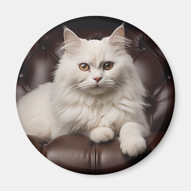 Vit huvudkatt magnet (Framsidan)