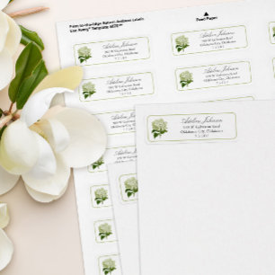 Vit Hydrangea Anpassningsbar Returadressetikett Returadress Etikett
