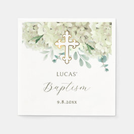 Vit Hydrangea Baptism Pappersservett