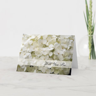 Vit Hydrangea blir du min bridesmaid Inbjudan