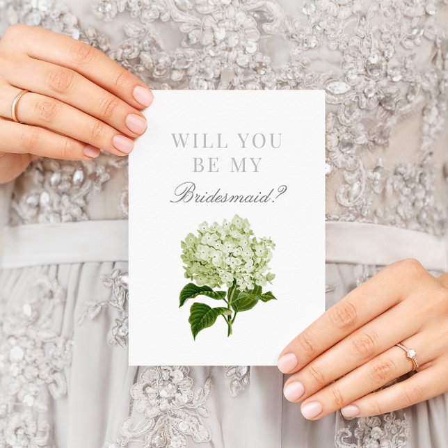 Vit Hydrangea blir du min bridesmaid Kort (Skapare uppladdad)