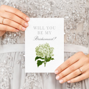 Vit Hydrangea blir du min bridesmaid Vykort