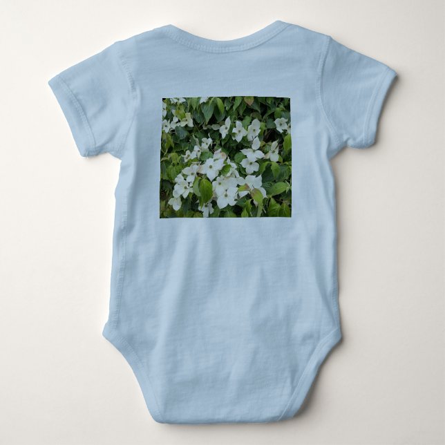 Vit Hydrangea Blommig Baby Bodysuit T Shirt (Baksida)