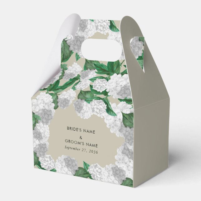 Vit Hydrangea Blommig Grönska Modern Bröllop Presentaskar (Framsidan Sidan)