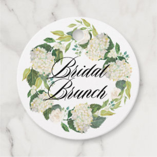 Vit Hydrangea Blommig Krans Bröllopsbrunch Gåvor Etiketter