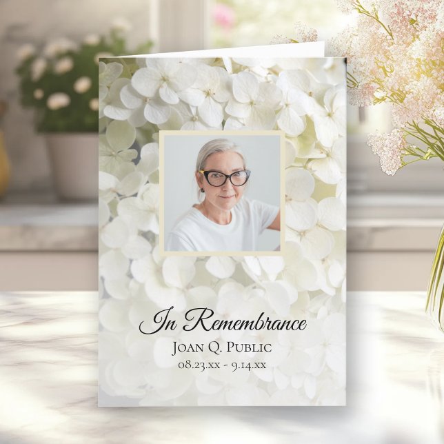 Vit Hydrangea-Blommigt, begravd tjänst Program (Skapare uppladdad)