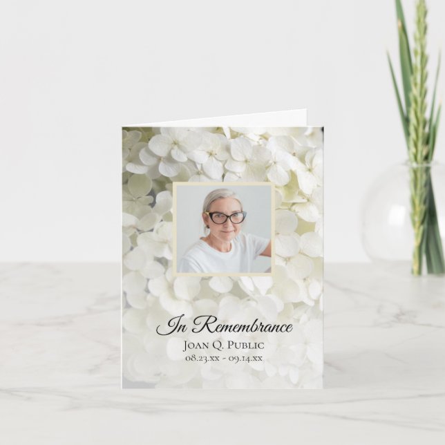 Vit Hydrangea Blommigt Funeral Sympathy Tack Kort (Framsida)