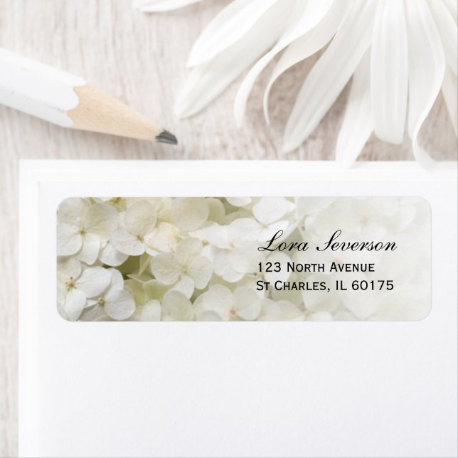 Vit Hydrangea Blommigt Returadress Returadress Etikett (Insitu)