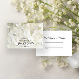 Vit Hydrangea Blommor  ett minne begraver Anteckningskort
