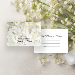 Vit Hydrangea Blommor ett minne begraver Anteckningskort