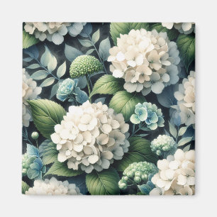 Vit Hydrangea Botanisk målning Magnet