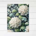 Vit Hydrangea Botanisk målning Pussel<br><div class="desc">Vit vattensköda</div>