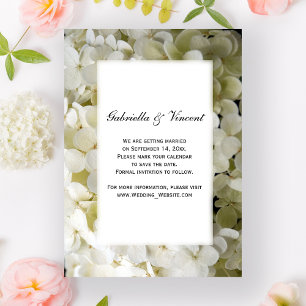 Vit Hydrangea Flower Bröllop spara datum Inbjudningar