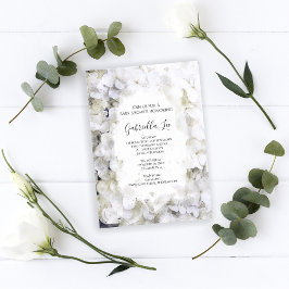 Vit Hydrangea Flower Watercolor Baby Shower Inbjudningar