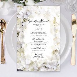 Vit Hydrangea Flowers Watercolor Bröllop Menu