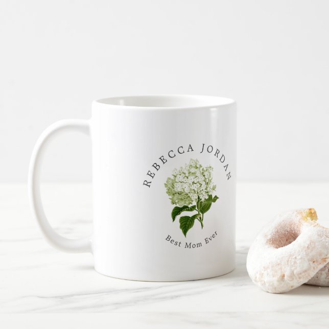 Vit Hydrangea Grand Millennium Bästa Mamma någonsi Kaffemugg (Med munk)