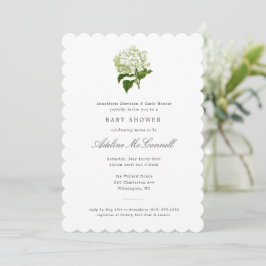 Vit Hydrangea Grandmillennial Baby Shower Inbjudningar