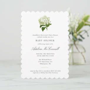 Vit Hydrangea Grandmillennial Baby Shower Inbjudningar