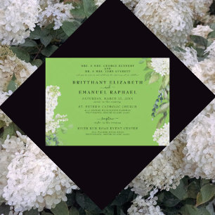Vit Hydrangea Lime Green Båda föräldrarna Bröllop Inbjudningar