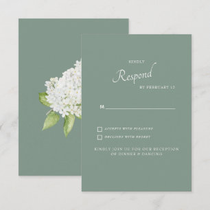 Vit Hydrangea Mörk Sage Bakgrund Bröllop OSA Kort