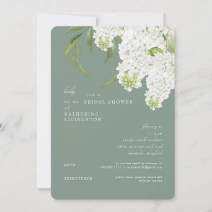 Vit Hydrangea Mörk Sage Rundad Möhippa Inbjudningar