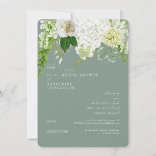 Vit Hydrangea Sage Rundad Möhippa Inbjudningar