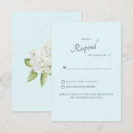 Vit Hydrangea Seafoam Bakgrund Bröllop RSVP OSA Kort