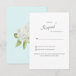 Vit Hydrangea Seafoam Bröllop RSVP OSA Kort