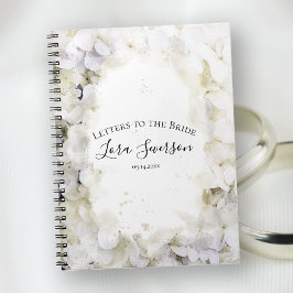 Vit Hydrangea Watercolor Brev till Bride Anteckningsbok