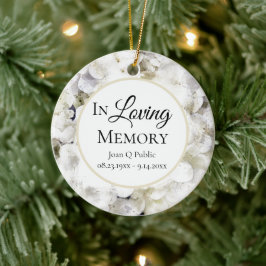 Vit Hydrangea Watercolor Memorial Keepsaké Julgransprydnad Keramik