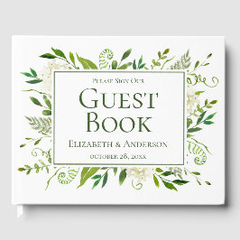 Vit Hydrangeas Blommigt Vattenfärg Bröllop Gästböcker