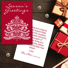 Vit i Röda Skandinaviska Nordiska Julgran Julkort