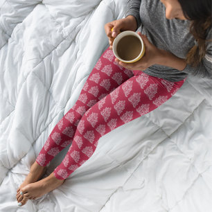 Vit i Röda Skandinaviska Nordiska Julgran Leggings