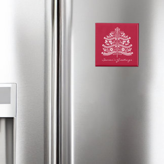 Vit i Röda Skandinaviska Nordiska Julgran Magnet