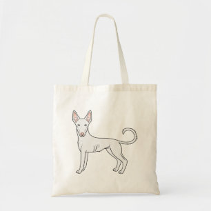 Vit Ibizan Hound Slät Päls Söt Tecknad Hund Tygkasse