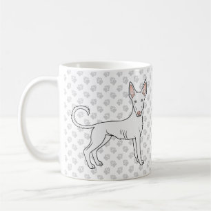 Vit Ibizan Hound Slät Päls Tecknad Hund & Tassar Kaffemugg