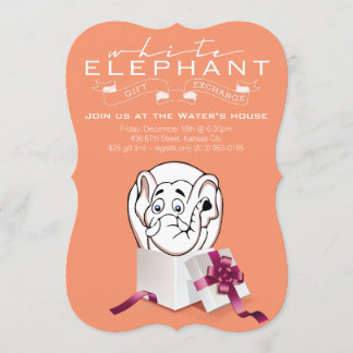 Vit inbjudan till Elephant Party| Anpassningsbar F