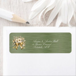 Vit inbjudan till Winterberry Wedding Returadress Etikett