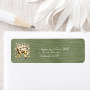 Vit inbjudan till Winterberry Wedding Returadress Etikett