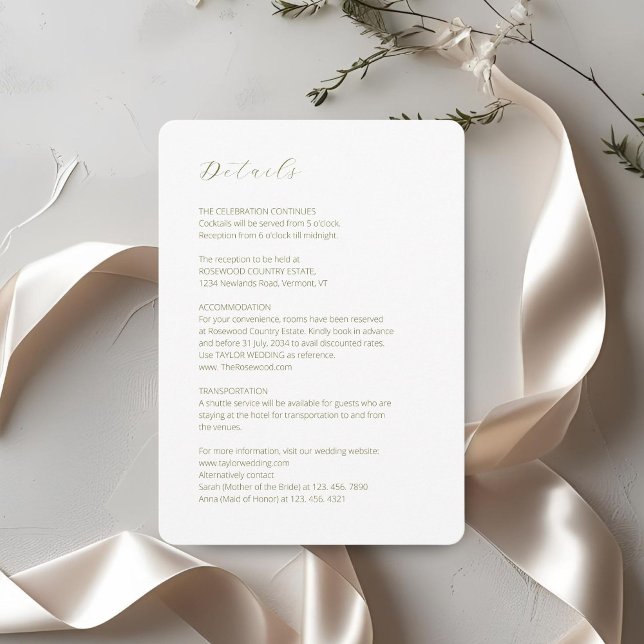 Vit | Information om chic Script Minimalist Bröllo Tilläggskort (Skapare uppladdad)