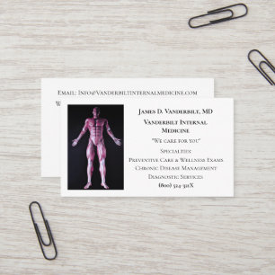 Vit internist DR Interna medicin för människokropp Visitkort